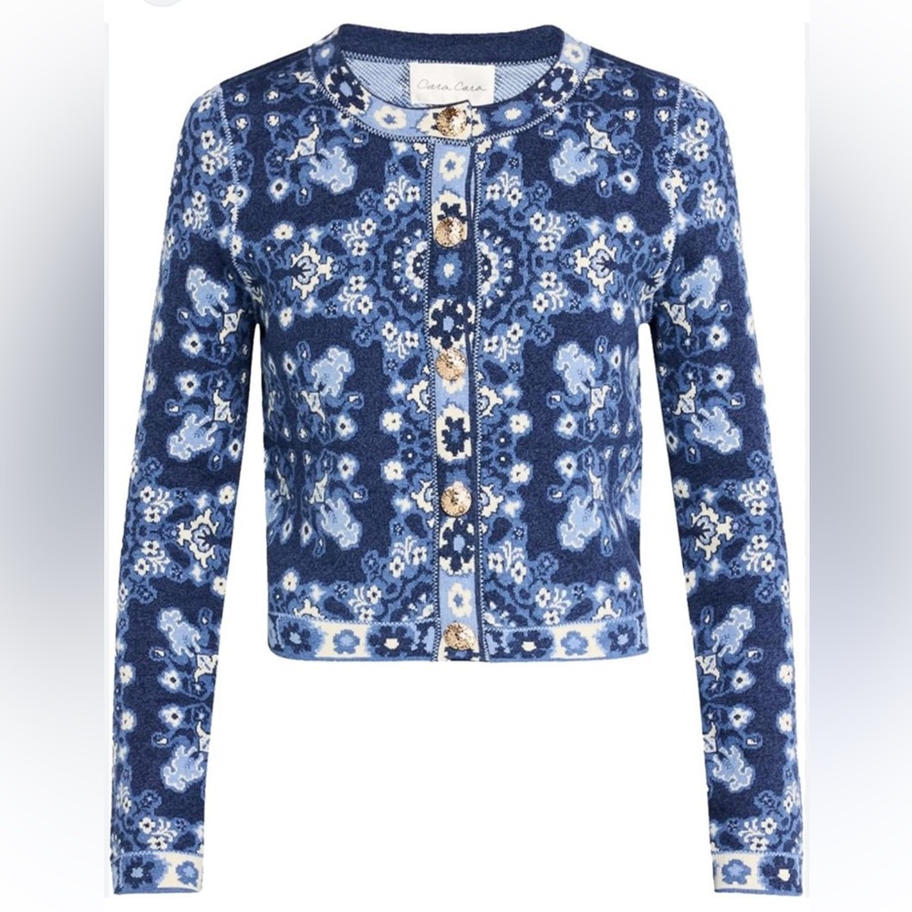 Cara Cara Livi Jacket Navy and Cream Knit Cardigan - Picture 2 of 7